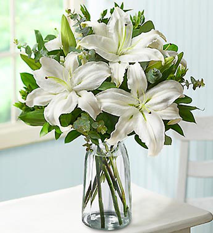 White Lilly Bouquet for Sympathy